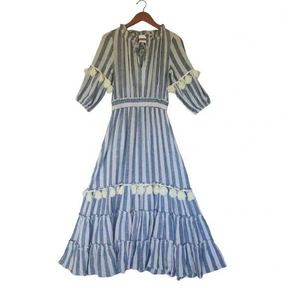 New $350 Misa Los Angeles Dasha Maxi Dress Blue Striped Size XS - Picture 4 of 14
